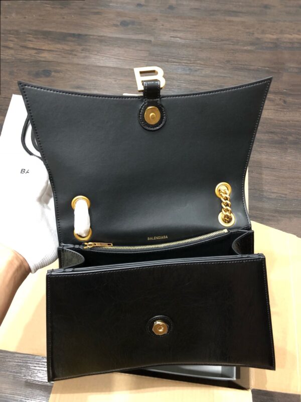 Balenciaga Crush Hourglass Medium Chain Bag - Black/Gold - Image 3