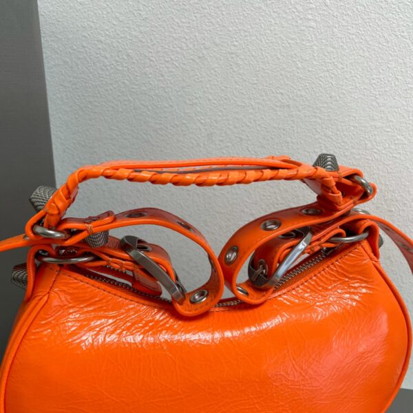 Balenciaga Le Cagole Half-Moon Small Armpit Dumpling Bag - Orange - Image 5