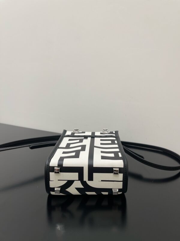 Fendi Sunshine Mini Tote Bag - Black/White - Image 3