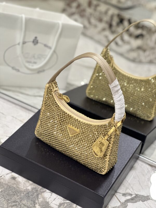 Prada Hobo Diamond Armpit Bag - Gold - Image 4