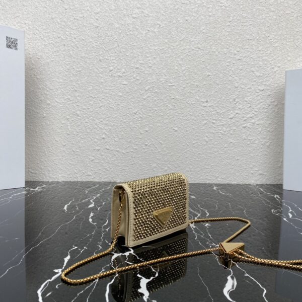 Prada Gold Necklace Crystal Pouch Bag - Image 4