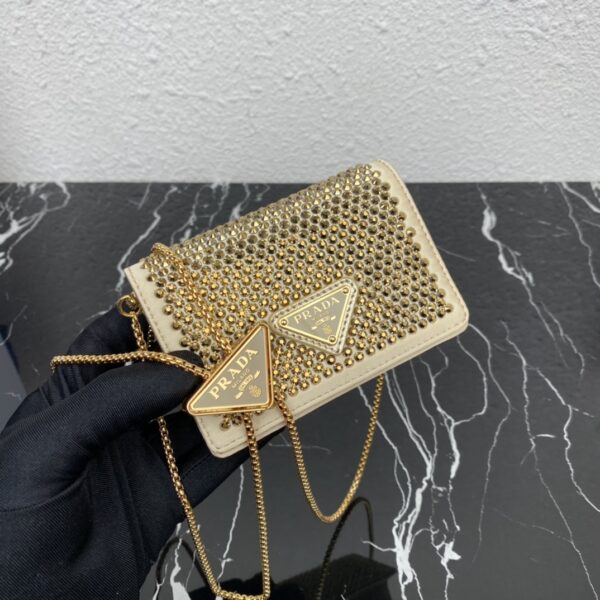 Prada Gold Necklace Crystal Pouch Bag - Image 3