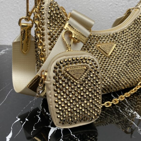 Prada Mini Sparkling Diamond Three-In-One Handbag - Gold - Image 2