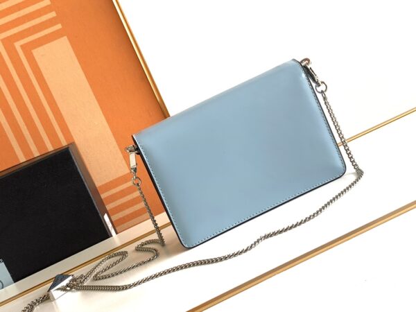 Prada Large Triangular Flip Cover Handbag - Blue - Image 4