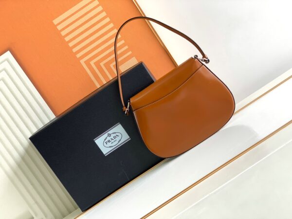 Prada Small Armpit Bag - Clamshell Caramel - Image 5