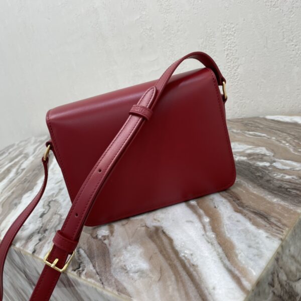 Celine Teen Triomphe Canvas And Calfskin Handbag - Red - Image 4