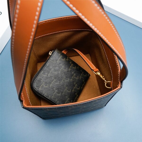 Celine Triomphe Logo Embossed Calfskin Cube Handbag - Image 5