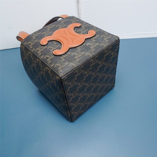 Celine Triomphe Logo Embossed Calfskin Cube Handbag - Image 4