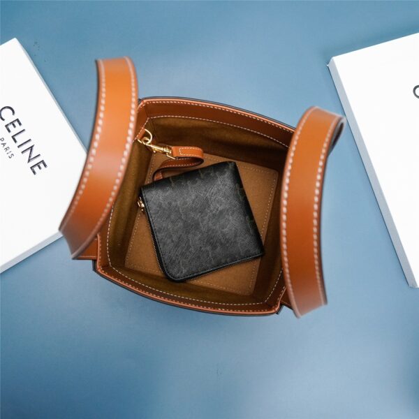 Celine Triomphe Logo Embossed Calfskin Cube Handbag - Image 2