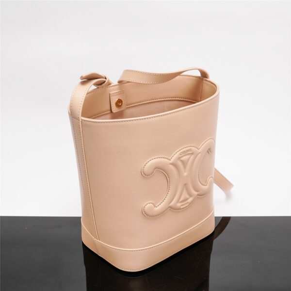 Celine Cuir Triomphe Small Smooth Cow Leather Bucket Bag - Peach - Image 5