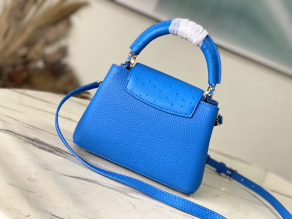 Louis Vuitton Capucines Taurillon Small Handbag - Blue Ostrich - Image 5