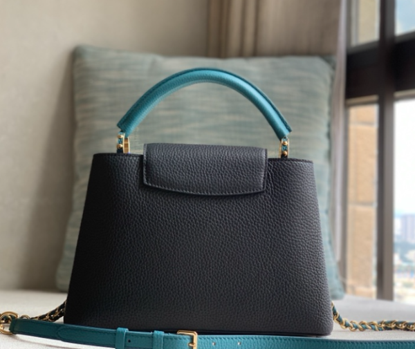 Louis Vuitton Taurillon Leather Capucines BB Medium Bag -  Black/Blue - Image 3