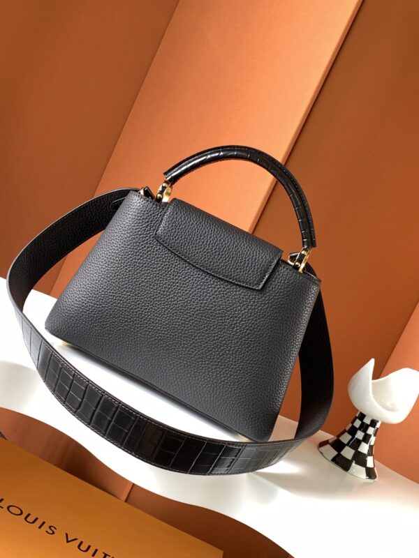 Louis Vuitton Caucine Crocodile Handle Handbag - Black - Image 4