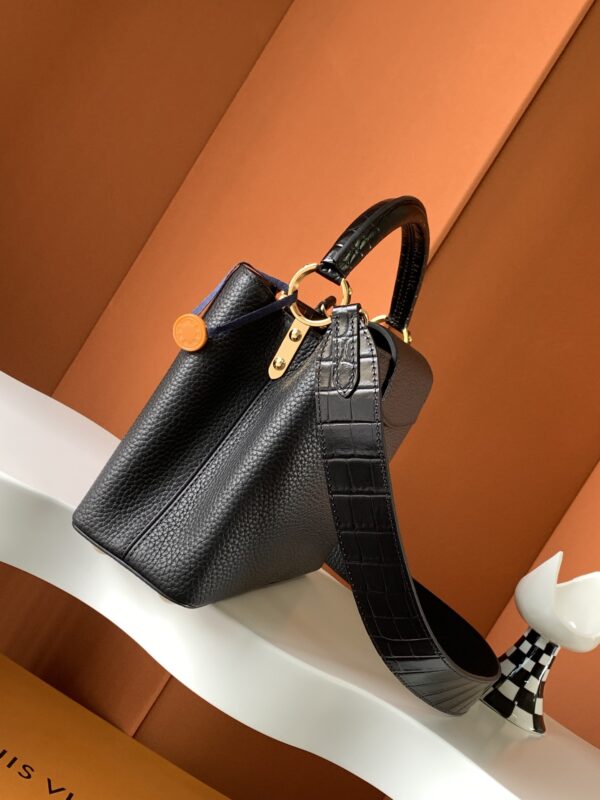 Louis Vuitton Caucine Crocodile Handle Handbag - Black - Image 5